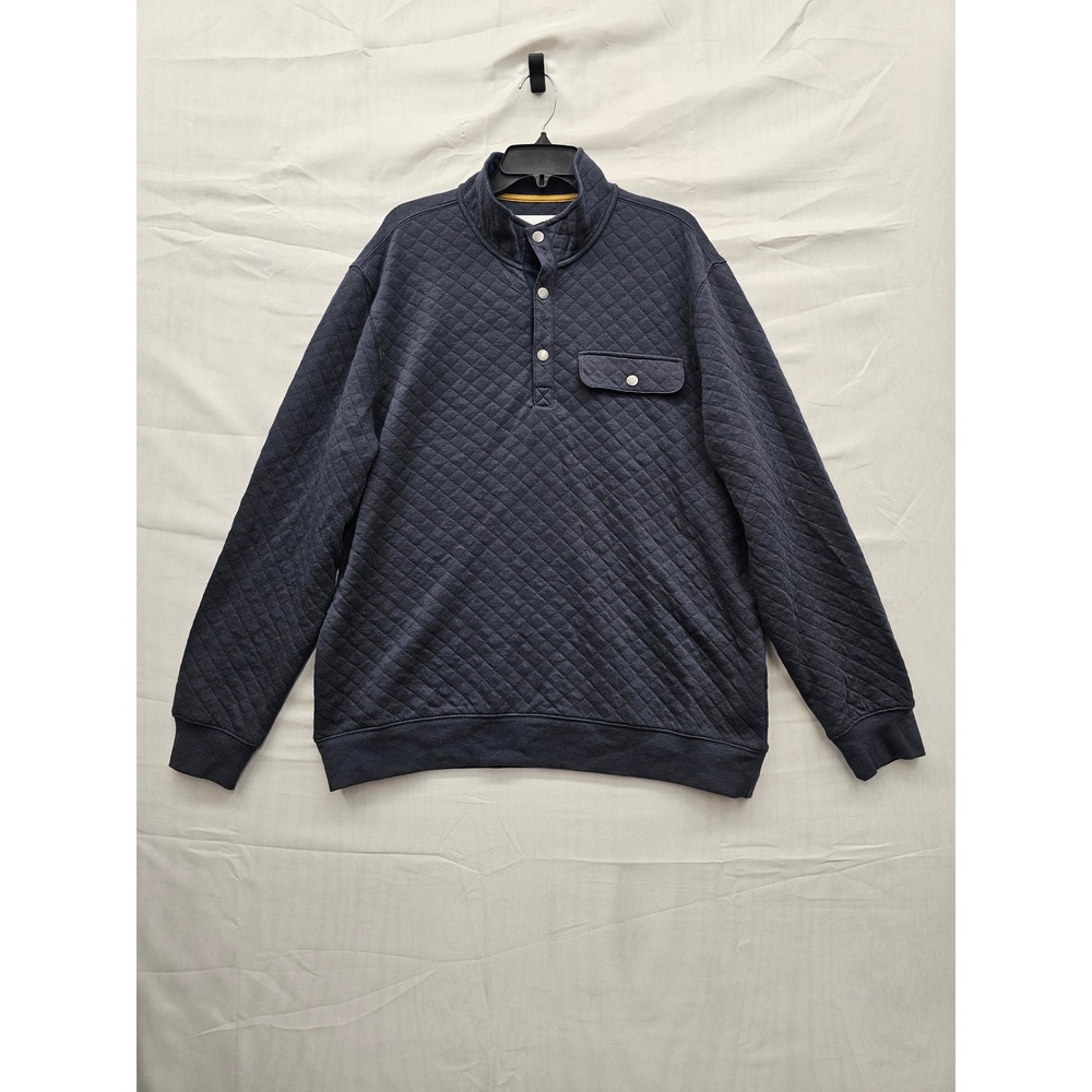 Goodfellow & Co Mens Quilted 1/4 Snap Pullover Sweatshirt Gray Cotton Size Large
